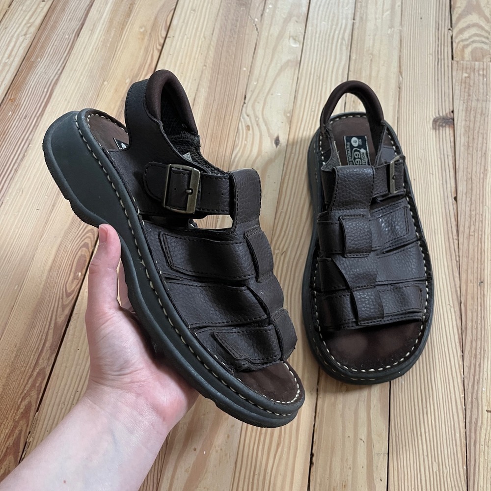 Route 66 Y2K Vintage Mens Fisherman Sandals Brown Buckle Chunky Platform Size 9